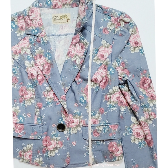 🎉Rare! FREE PEOPLE Romantic Floral Crop Blazer, NEW with Tag - Picture 7 of 11